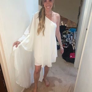 White dress with cape